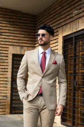 Abito beige spigato-            