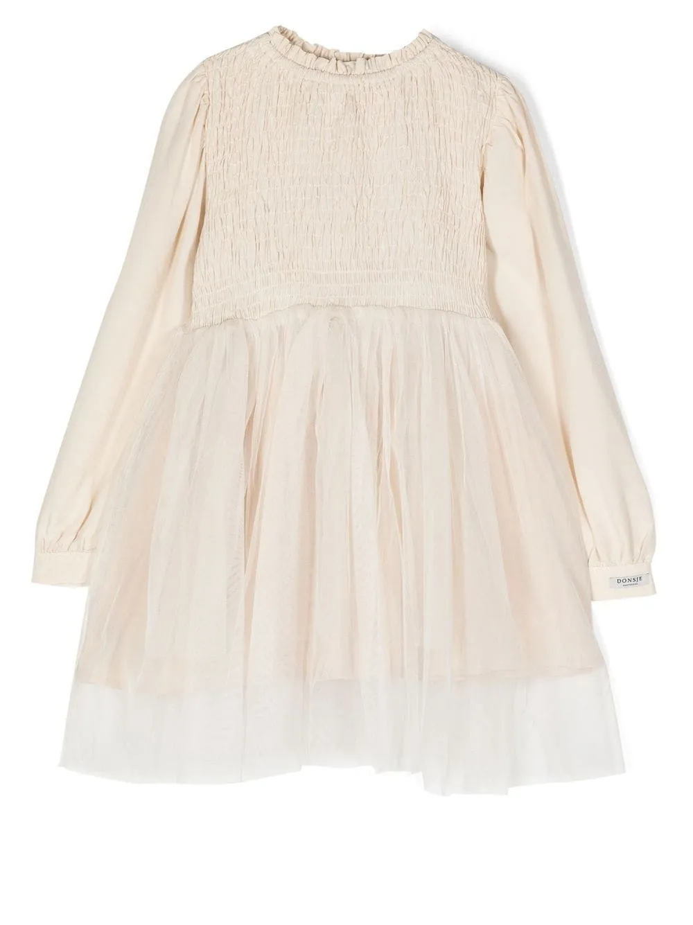 Abito in tulle per bambina Donsje beige con orli con bottone