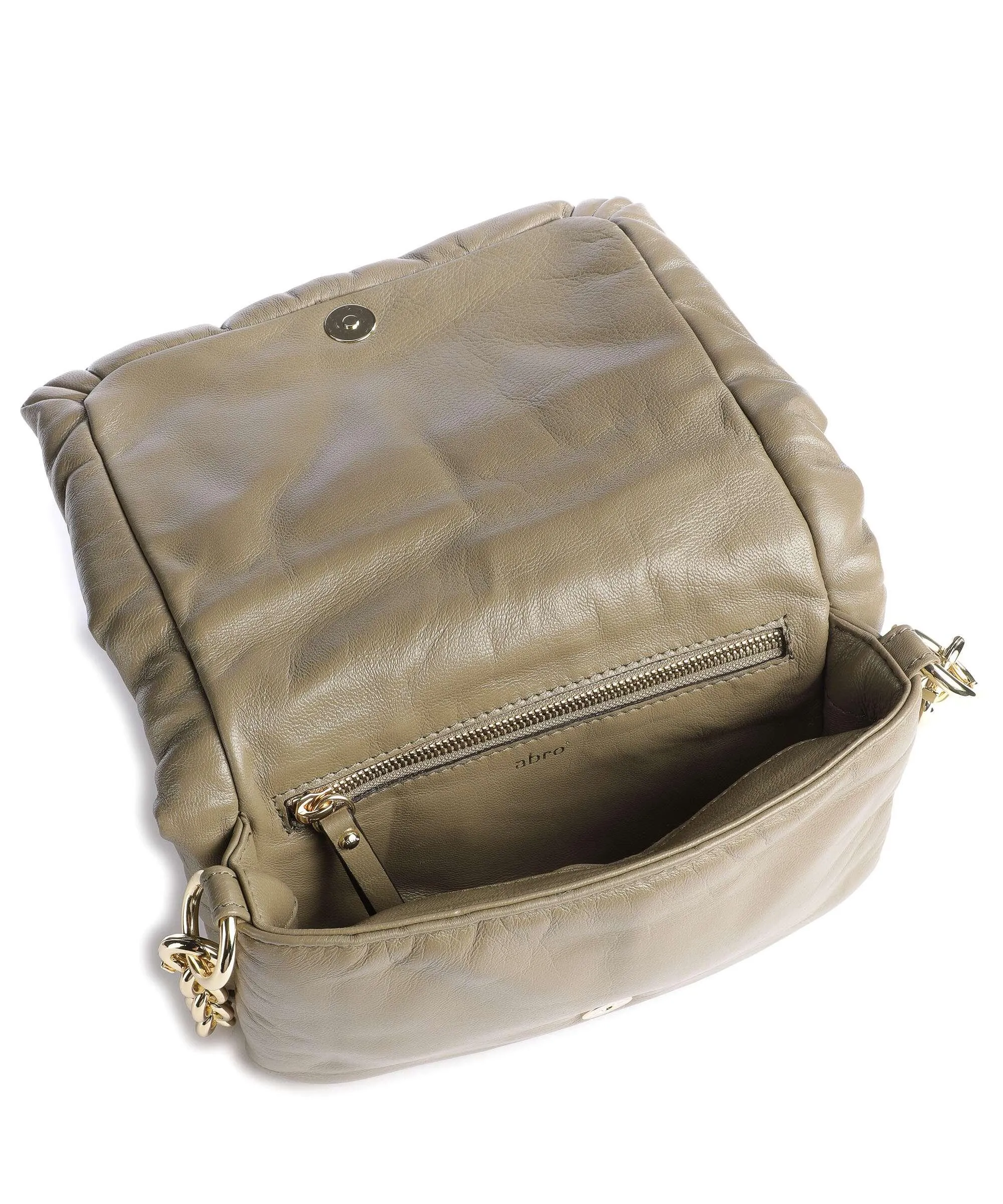  Abro Piuma_Lucido Puffer Borsa a spalla morbida pelle bovina taupe  