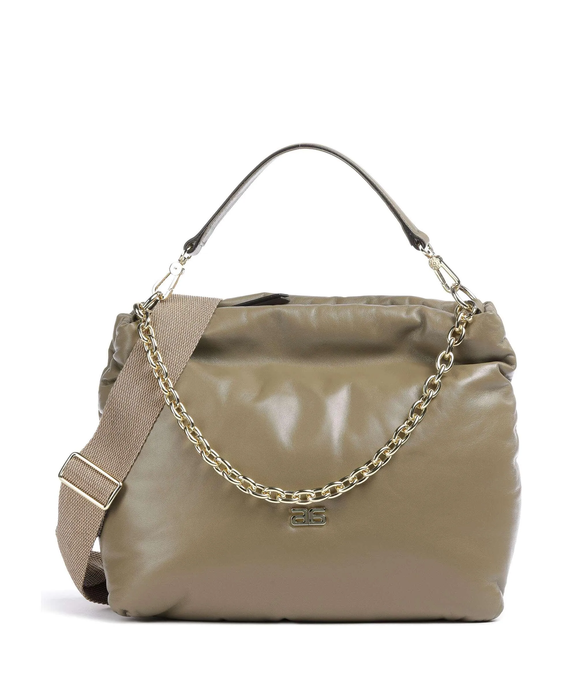  Abro Piuma_Lucido Puffer Borsa hobo pelle a grana fine taupe  