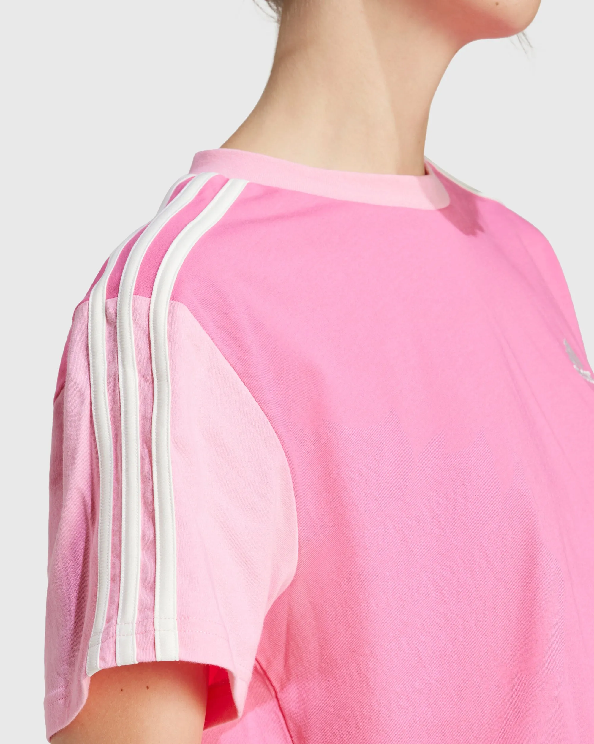 Adidas T-Shirt Essentials 3-Stripes Single Jersey Crop Rosa Donna