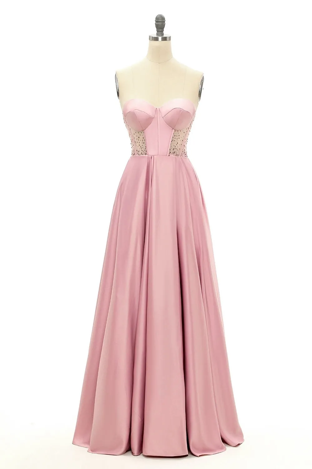 Blush Beaded Sweetheart Abito lungo da ballo