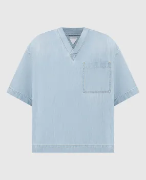 Bottega Veneta Maglietta in denim blu 774676V3N60