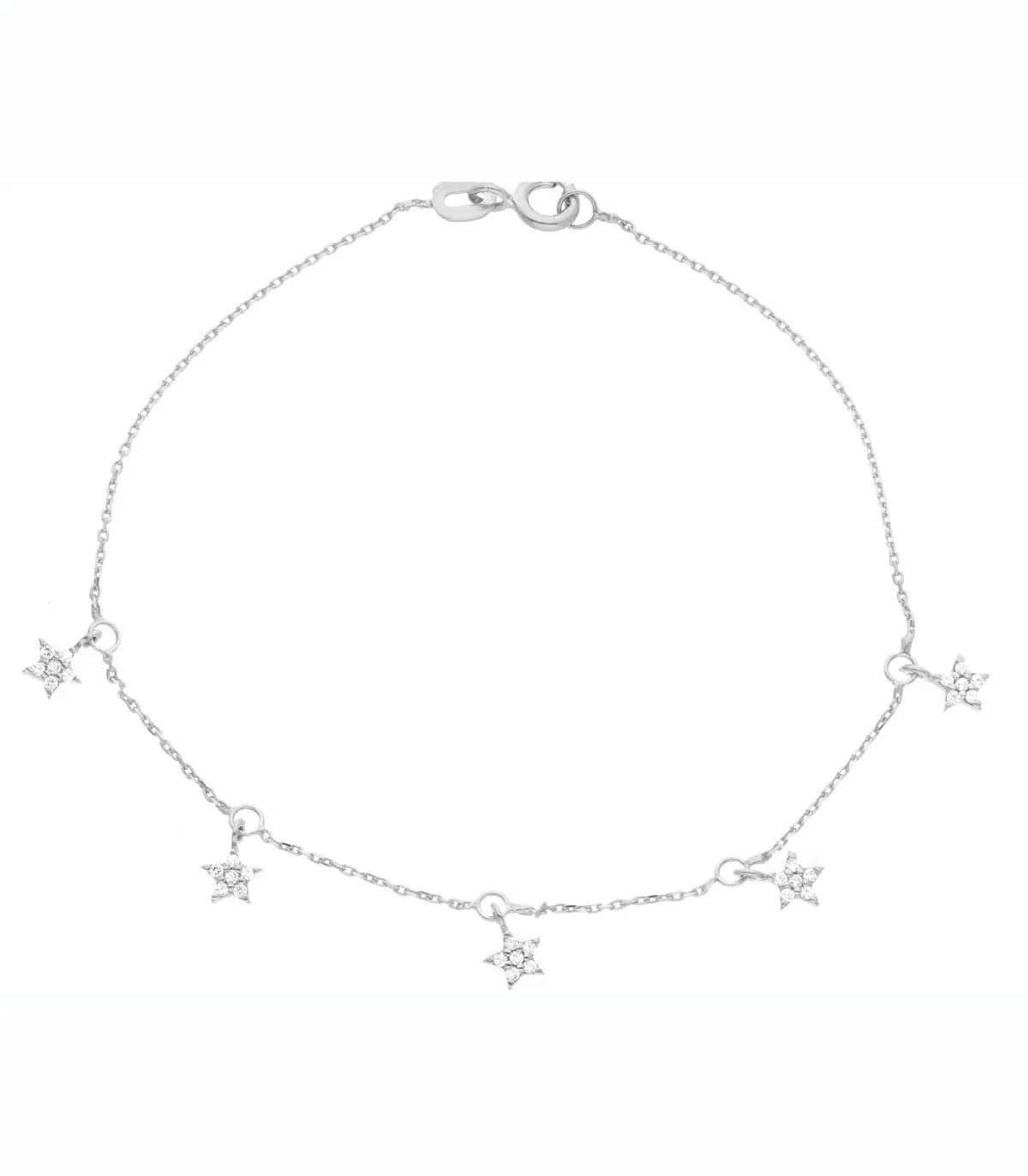 Bracciale Stelle Pendenti Oro Bianco 9kt