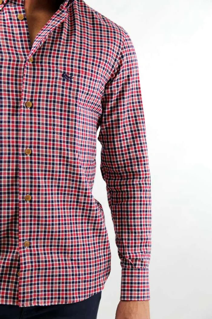CAMICIA KAMI  A QUADRETTI ROSSI E BLU 