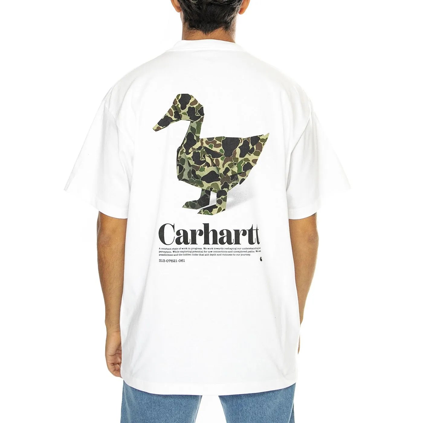 CARHARTT WIP S/S Fold Duck T-Shirt White - Maglietta Girocollo Uomo Blu    