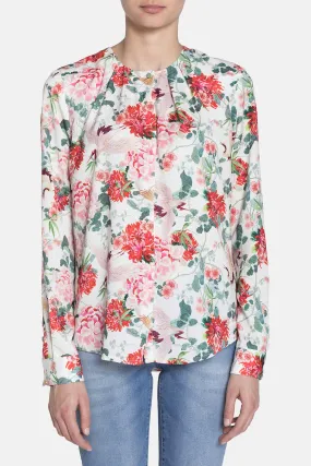 Carrera  ---------    ------------Blusa girocollo in raso floreale