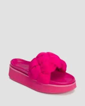 Ciabatte rosa con flatform da donna Inuikii Puffer Braided