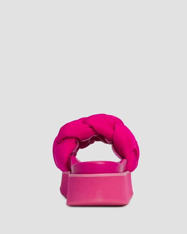 Ciabatte rosa con flatform da donna Inuikii Puffer Braided
