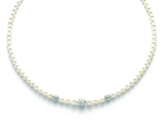 Collana Miluna in oro bianco 18kt con Perle a scalare PCL4983B