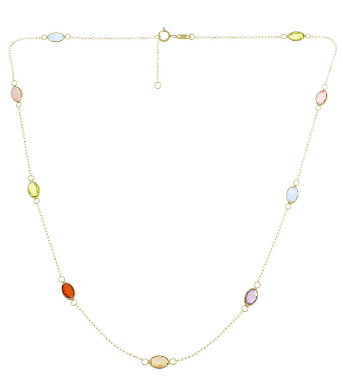 Collana Ovali Sfaccettati Oro Giallo 9kt Zirconi