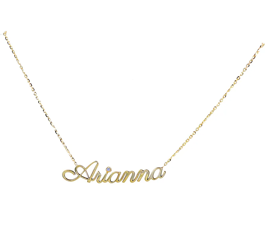 Collana personalizzata da ragazza con nome in oro giallo e diamante
