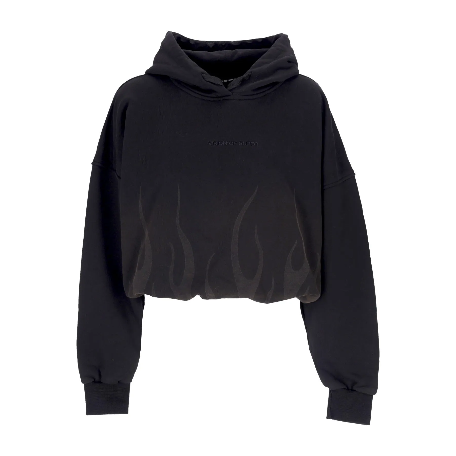 Felpa Cappuccio Corta Donna Corrosive Flames Hoodie Black