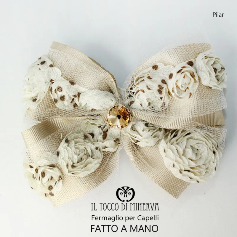 Fermaglio per capelli beige marrone Pilar Realizzato a mano