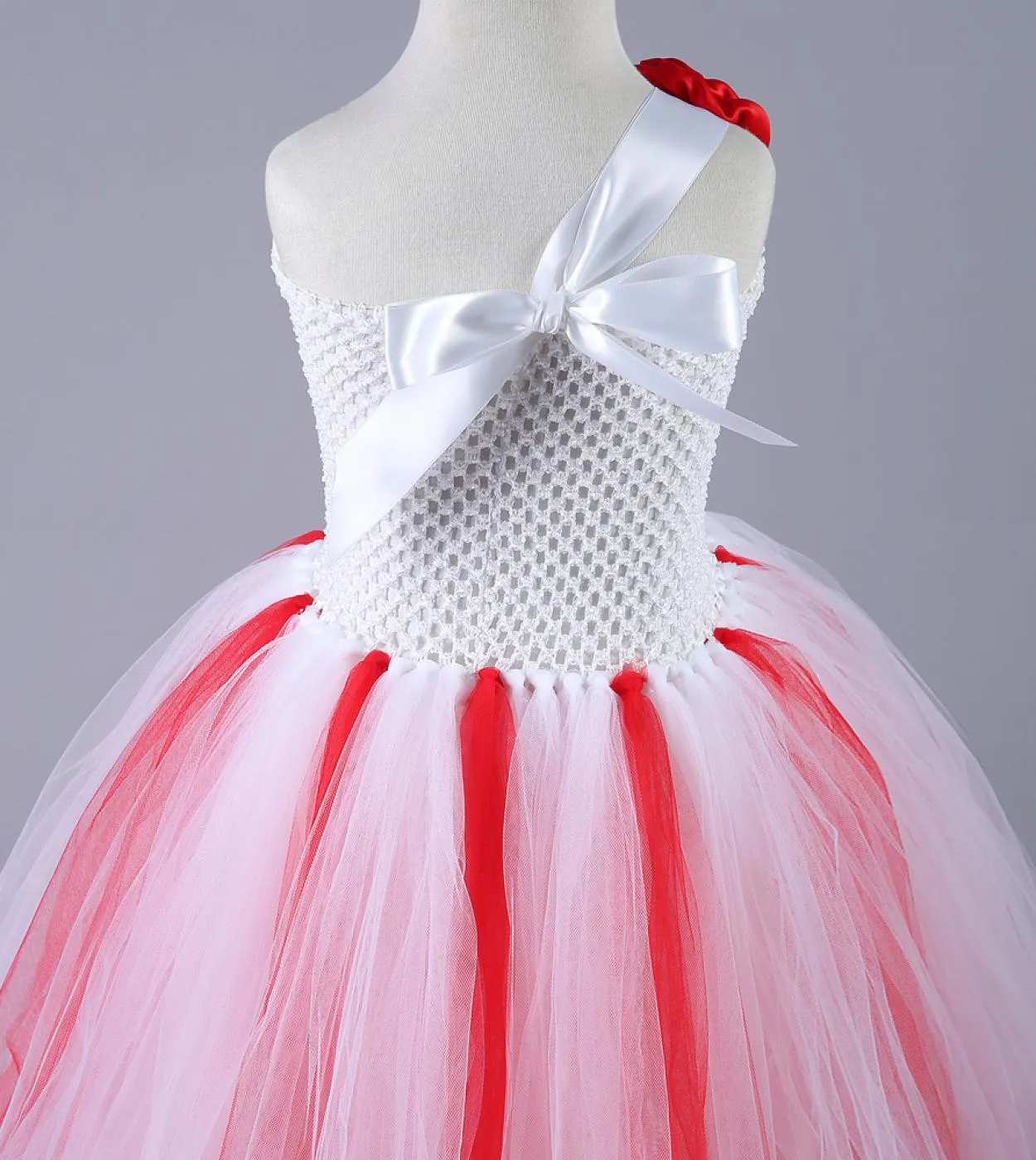 Flower Girl Christmas Tutu Dress For Kids Xmas Holiday Costume Princess Abiti lunghi Bianco Rosso Tulle Outfit Bambini Clo