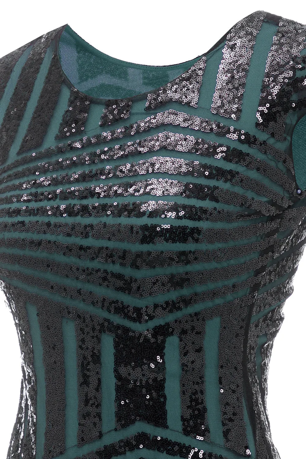 Green Round Neck 1920s Flapper Abito