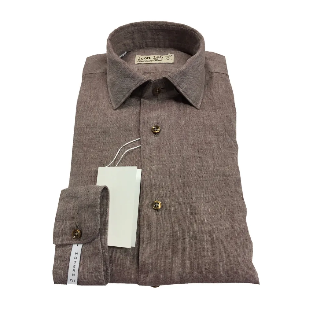 ICON LAB 1961 camicia uomo moro lavato manica lunga 100% lino