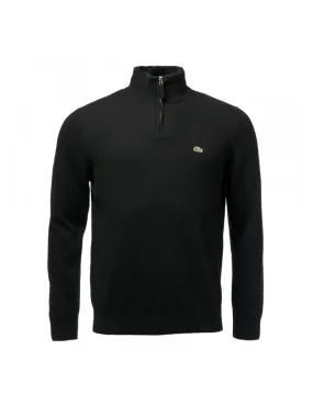 LACOSTE maglia uomo mezza zip nero lana ah1682