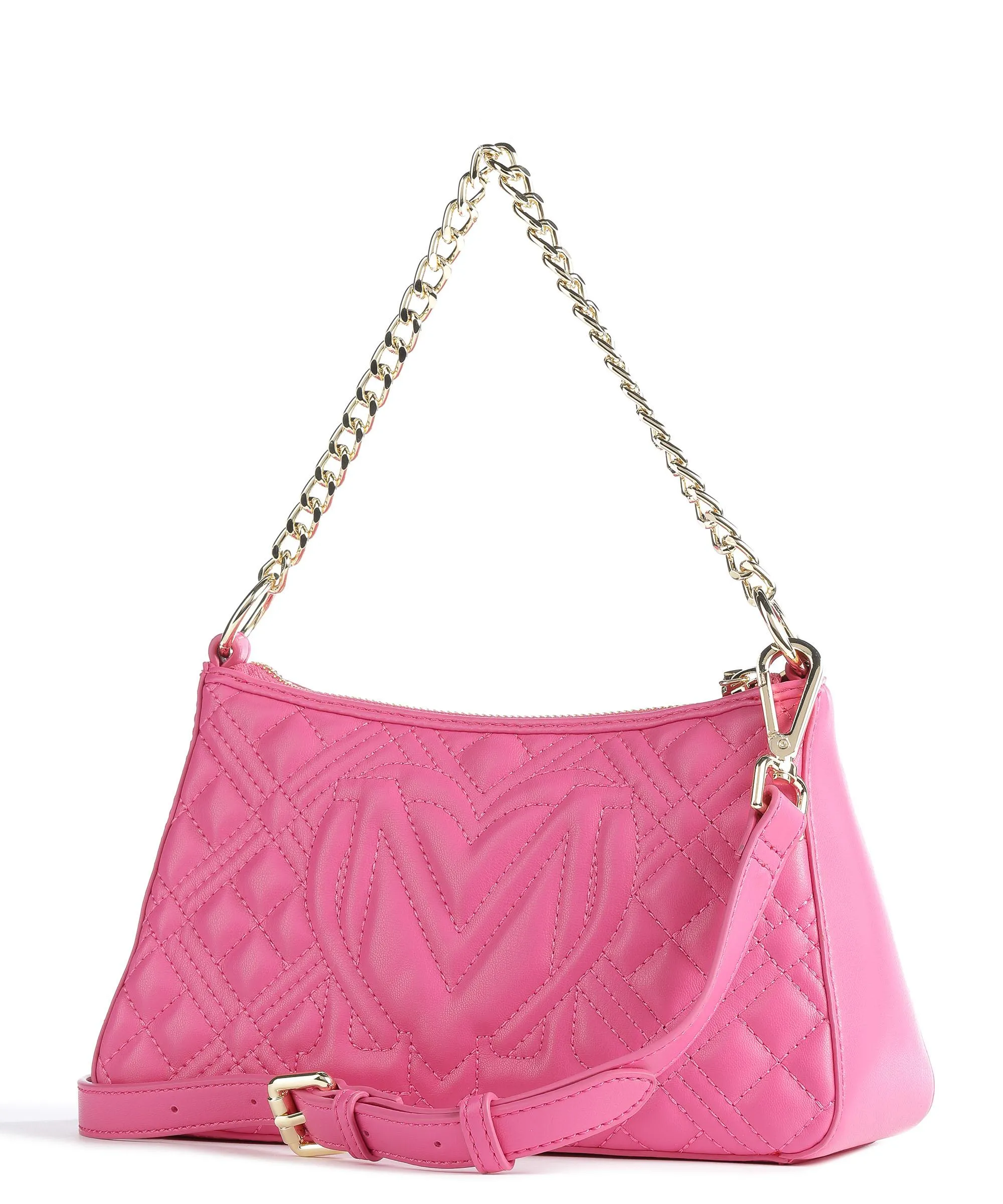  Love Moschino Quilted Borsa a spalla pelle sintetica fucsia  