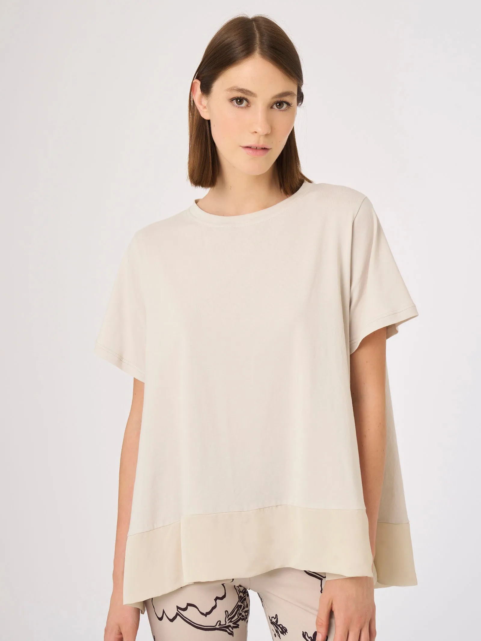 Maglietta in Ultralight e georgette - Champignon