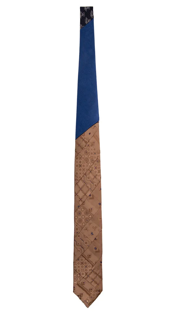 Man Mosaic Patchwork Beige Silk Tie Bluette Pattern PM784