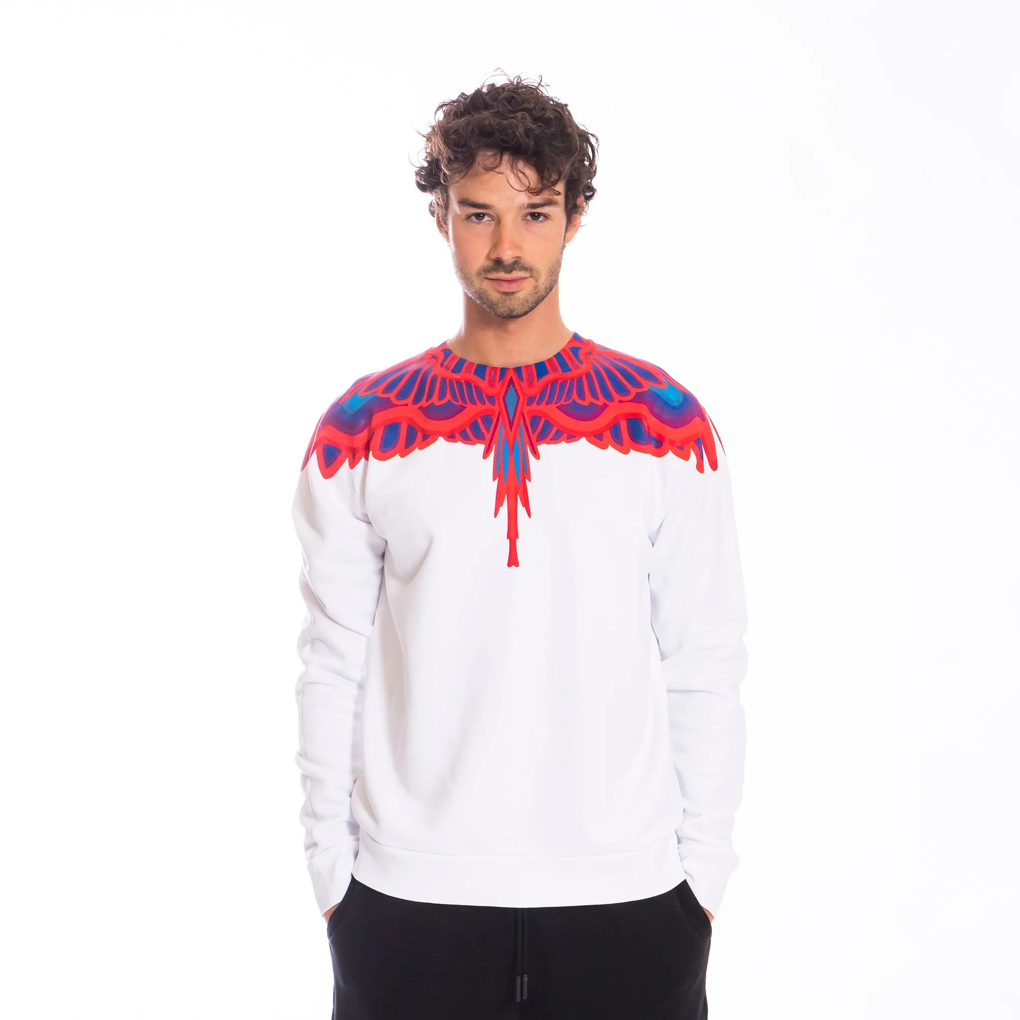 MARCELO BURLON SWEATSHIRT CURVES WINGS WHITE
