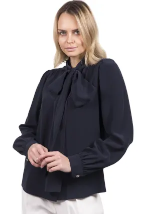 MAX MARA STUDIO camicia in crêpe de Chine di pura seta MIELE  variante 007 colore Blu notte