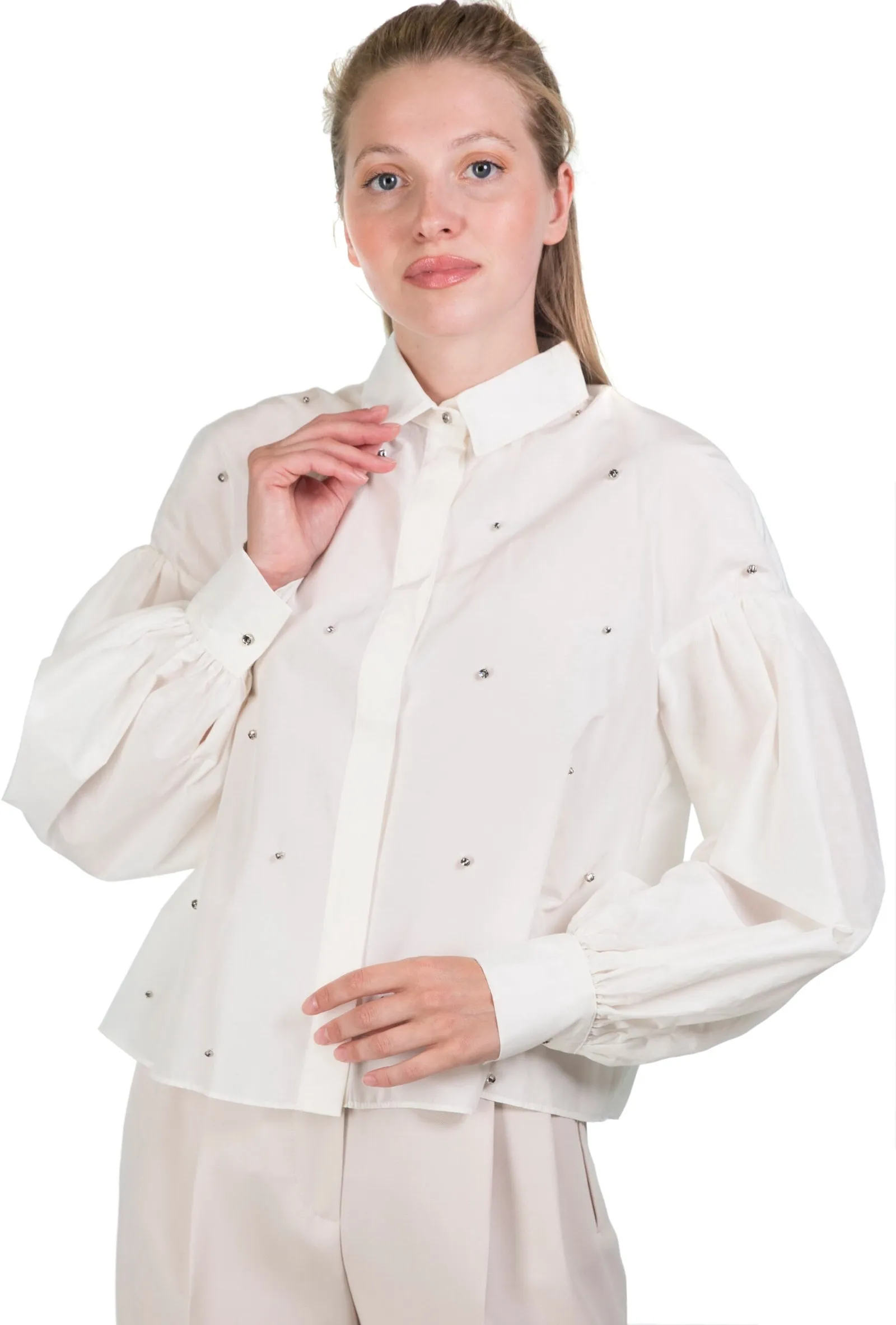 MAX MARA STUDIO camicia in tela di cotone e seta  ARNO variante 001 colore Bianco