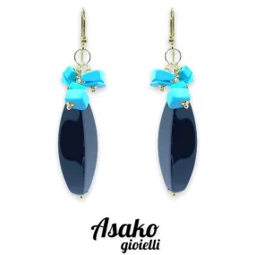 Orecchini Donna Asako con Onice Nero e Turchese