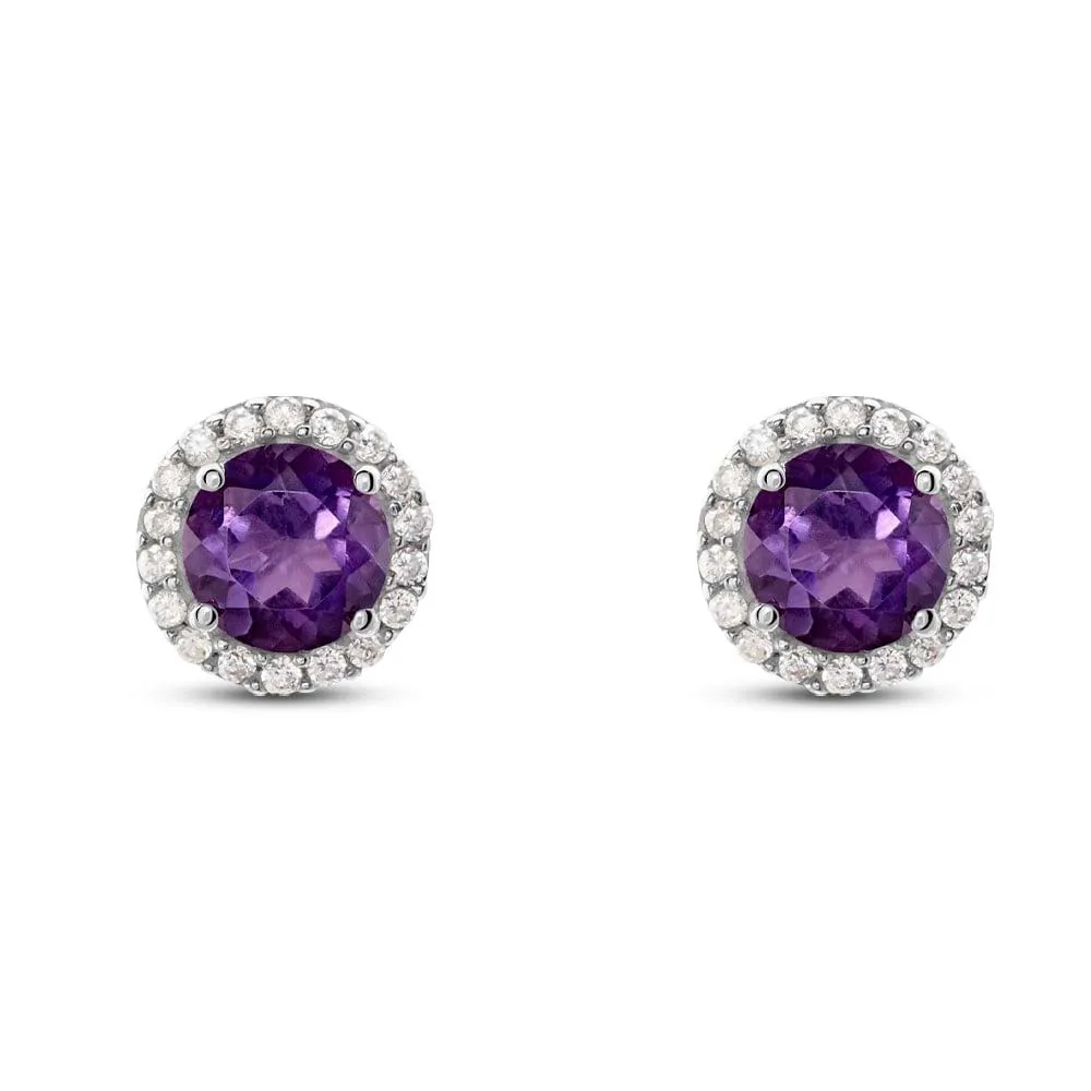 Orecchini Lobo Punto Luce Amélie Oro Bianco 375/1000 Ametista Viola Cubic Zirconia Bianco 1413257
