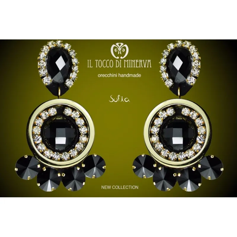 Orecchini nero e oro Sofia Realizzati A Mano – HandMade