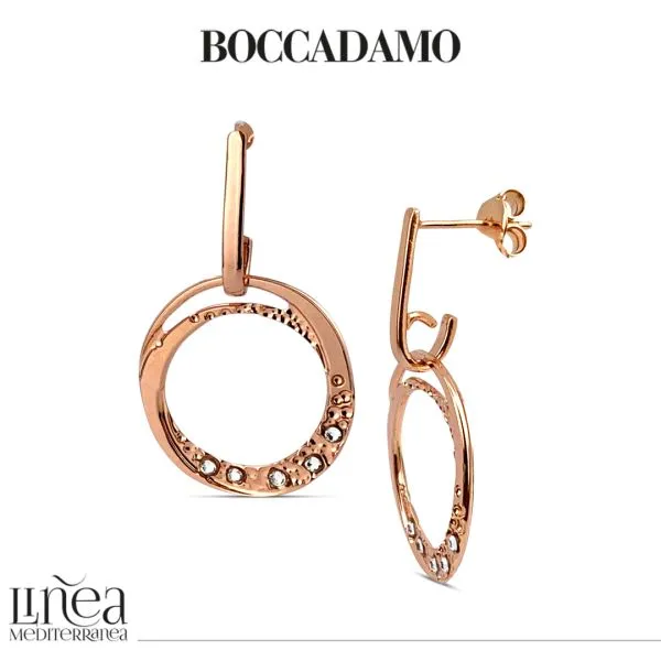 Orecchini placcati oro rosa con cerchio pendente e     