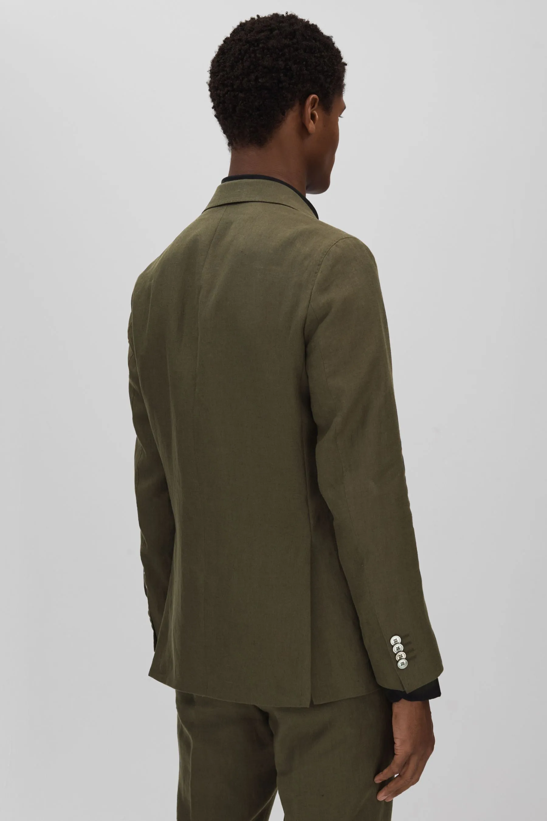 Oscar Jacobson Linen Double Breasted Blazer    