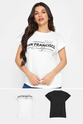 PixieGirl Petite da 2 pezzi Bianco - & Nero - T-shirt con scritta San Francisco