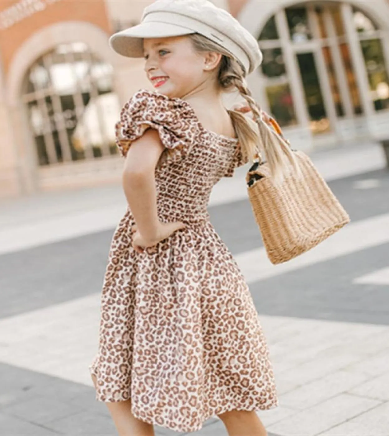 Ragazze carine Vestito casual floreale per bambini Maniche corte Volant Vestiti in misto cotone per 3 8 anni Picnic allaperto p