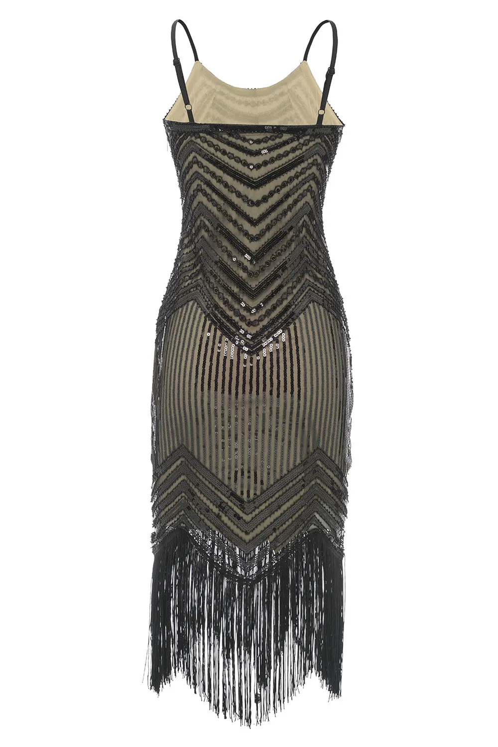 Spaghetti Straps Abito Albicocca Nera anni 1920