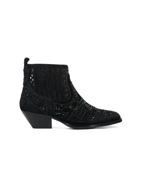 Stivaletto texano Soho nero strass