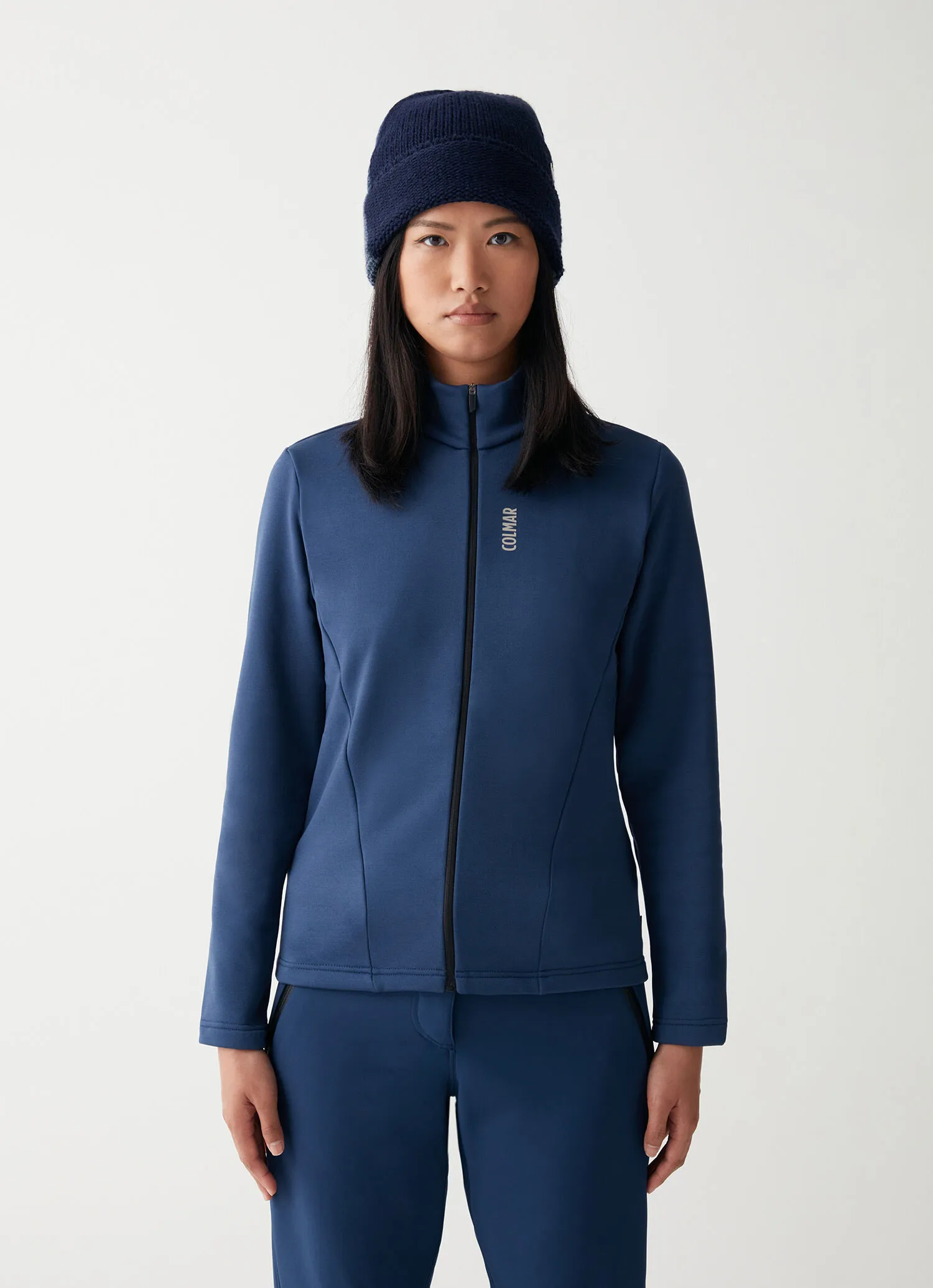 Stretch fleece full zip ski sweatshirt