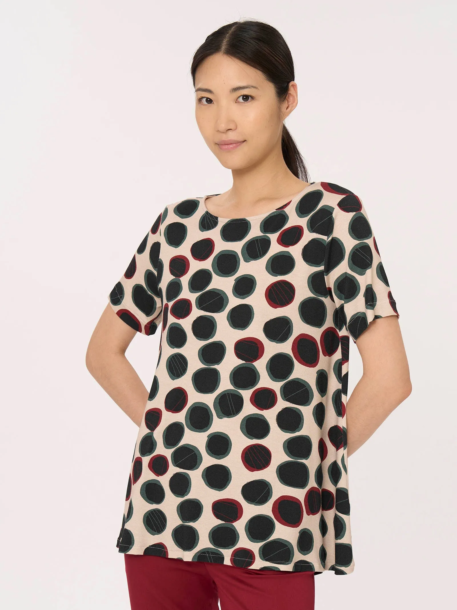 T-Shirt a Manica Corta in Viscosa Summer - Fant. Tibetan Red