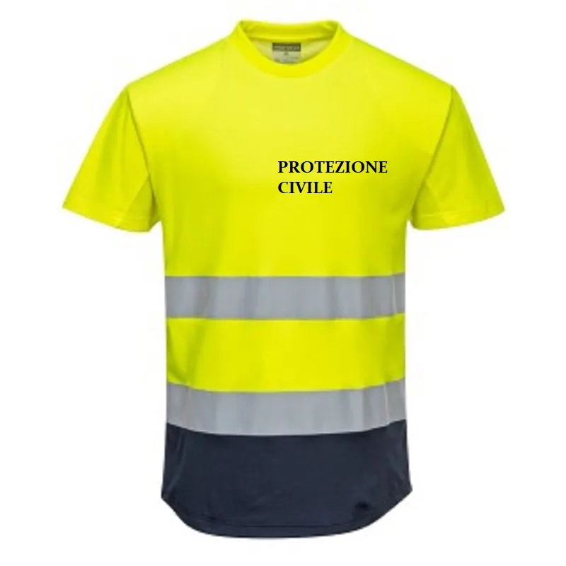 T shirt giallo/blu alta vibilità protezione civile