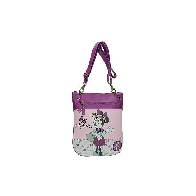 TRACOLLINA MINNIE GLAM DISNEY ORIGINAL 26X29 CM IN SIMILPELLE FANTASY ROSA E VINACCIO CON APPLICAZIONI A RILIEVO