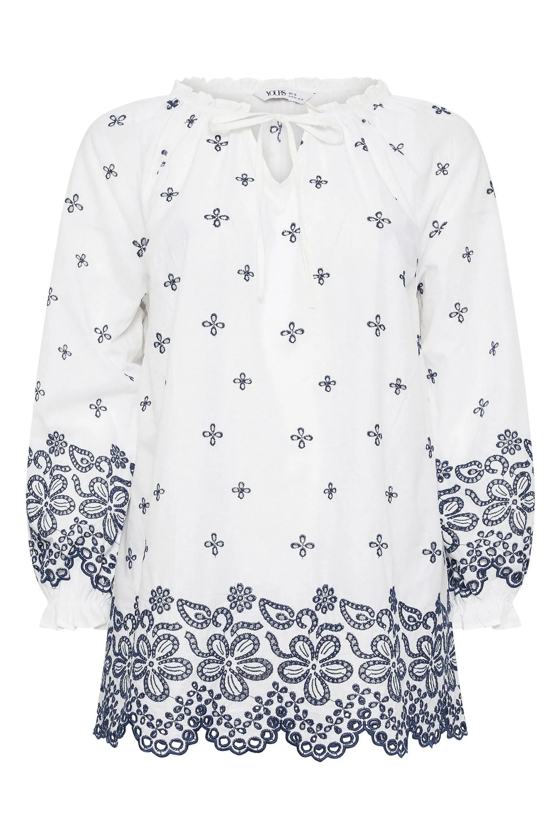 Yours Curve 100% Cotton Broderie Anglaise Blouse    